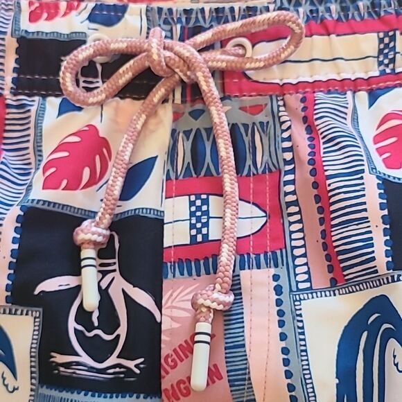 Penguin Drawstring Colorful Surfboard Print Swim Shorts Size XXL - Picture 6 of 12